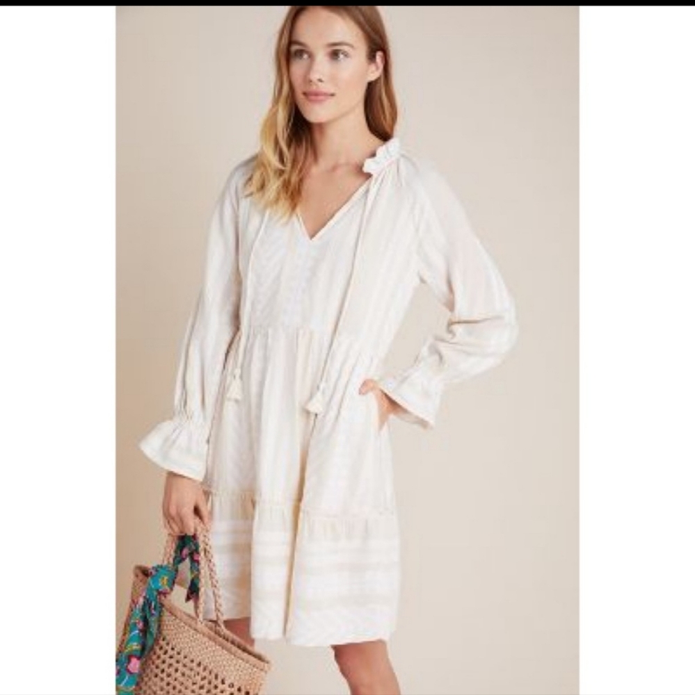Anthropologie | Maeve Dominique Tunic Dress Beige